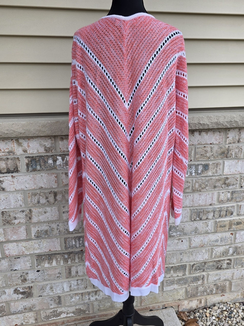 Christopher & Banks XL Coral Open Knit Cardigan Lightweight Boho - Picture 4 of 10
